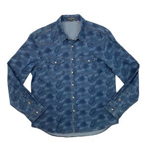 Paisley & Gray Shirt Mens L Large Cadet Pearl Snap Button Tropical Floral Cotton